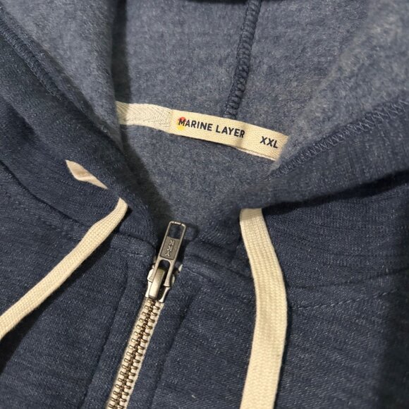 Marine Layer afternoon Zip-Up Hoodie With Drawstrings size XXL Navy Blue Mens - Picture 6 of 12